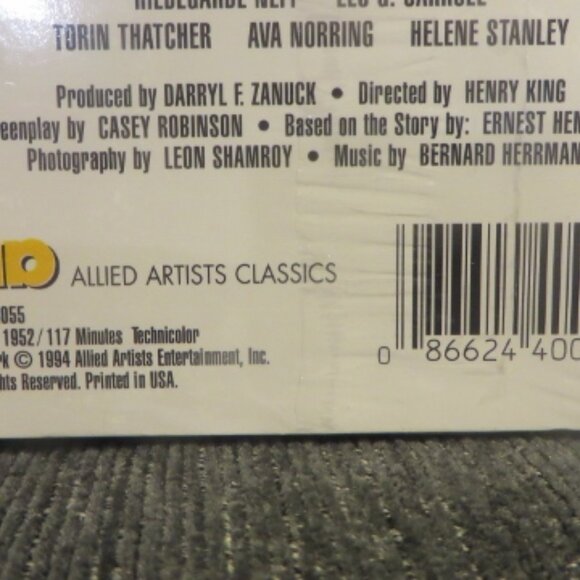 THE SNOWS OF KILIMANJARO - 1952 - VHS (1994 Release) NEW - Picture 9 of 9